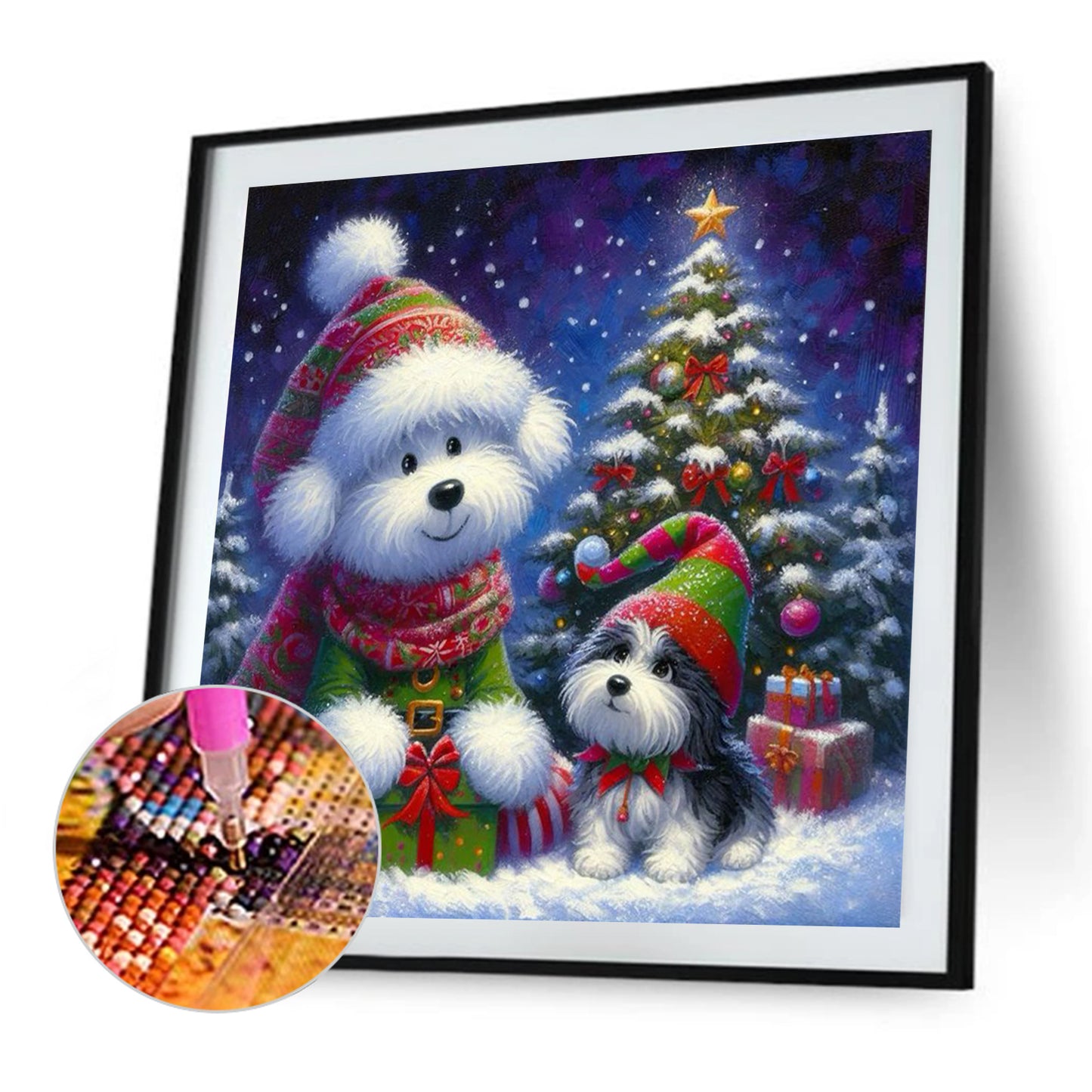Winter Christmas Dog - Full Square Drill Diamond Painting 30*30CM