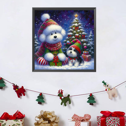 Winter Christmas Dog - Full Square Drill Diamond Painting 30*30CM