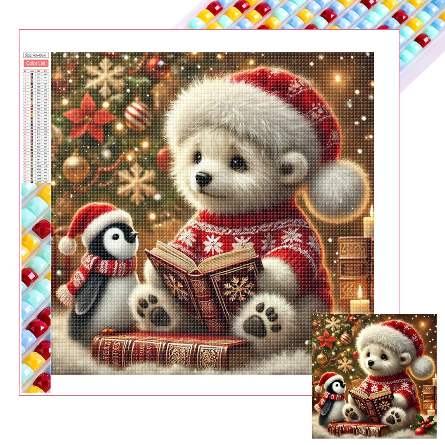 Winter Christmas Polar Bear - Full Square Drill Diamond Painting 30*30CM