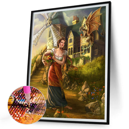 Vintage Girl - Full Round Drill Diamond Painting 30*40CM