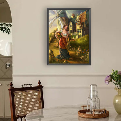 Vintage Girl - Full Round Drill Diamond Painting 30*40CM