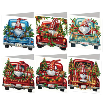 6PCS Cart Theme DIY Diamond Painting Greeting Card Set with Envelope for Gift