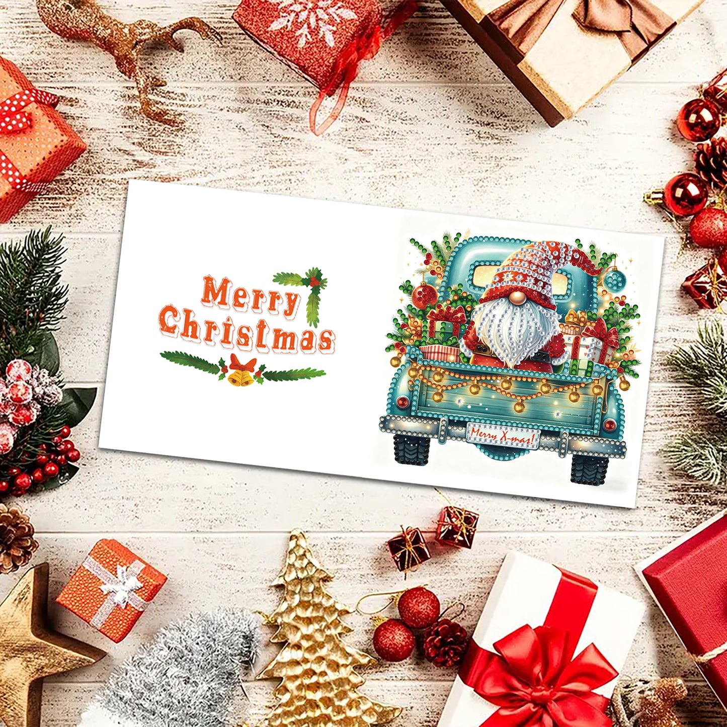 6PCS Cart Theme DIY Diamond Painting Greeting Card Set with Envelope for Gift