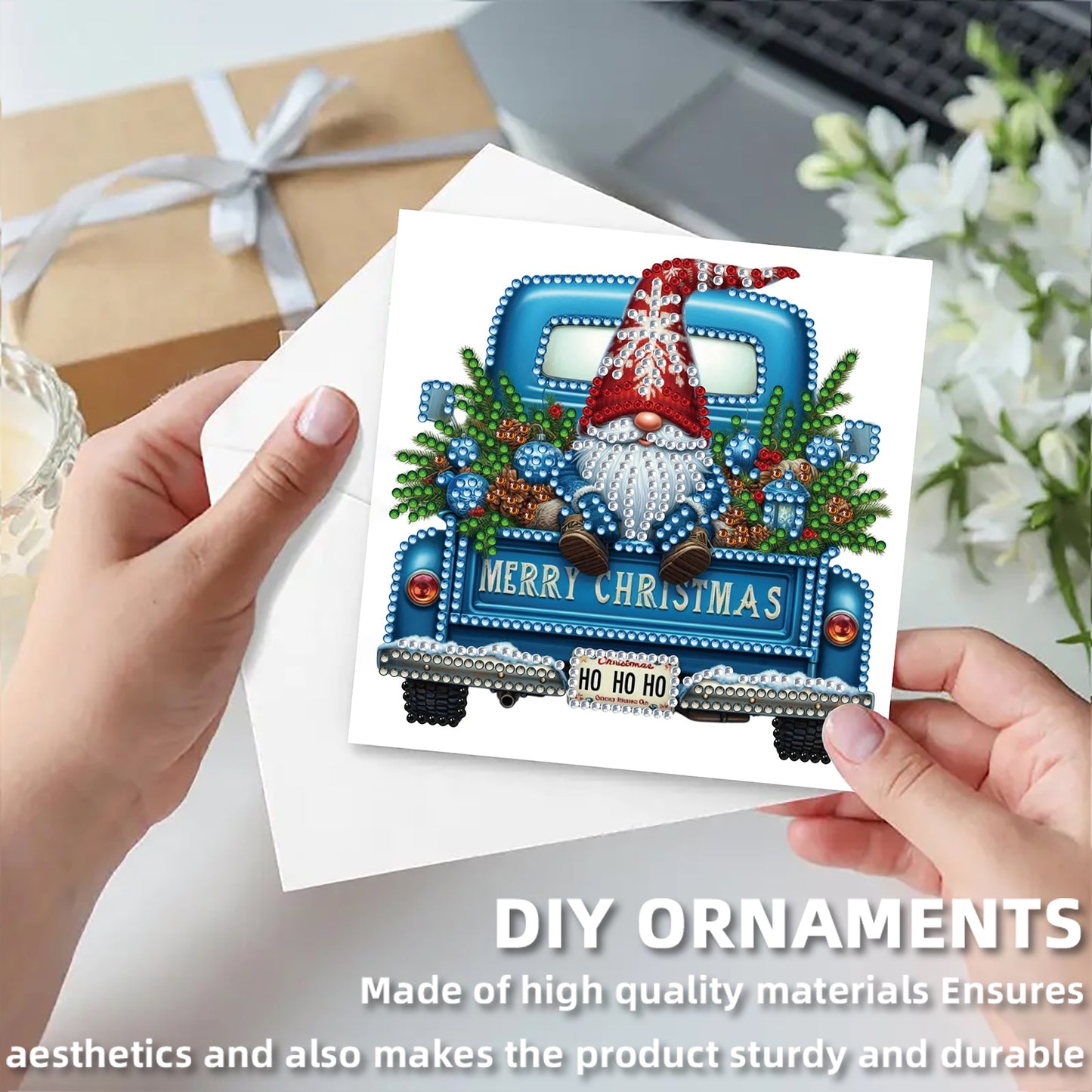 6PCS Cart Theme DIY Diamond Painting Greeting Card Set with Envelope for Gift