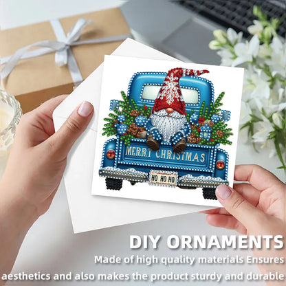 6PCS Cart Theme DIY Diamond Painting Greeting Card Set with Envelope for Gift