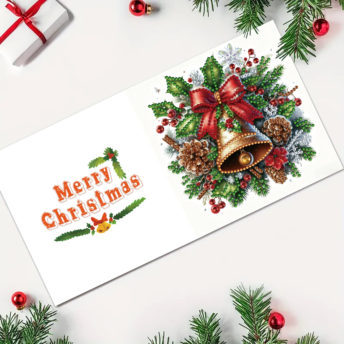 6PCS Bell Theme DIY Diamond Painting Greeting Card Set with Envelope for Gift