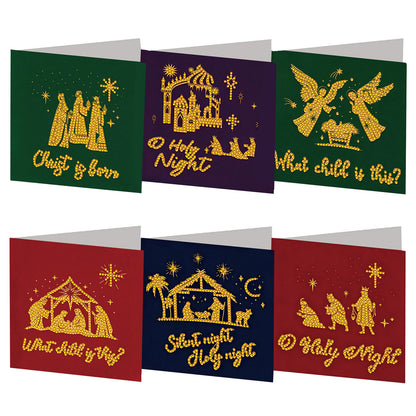 6PCS Faith Theme DIY Diamond Painting Greeting Card Set with Envelope for Gift