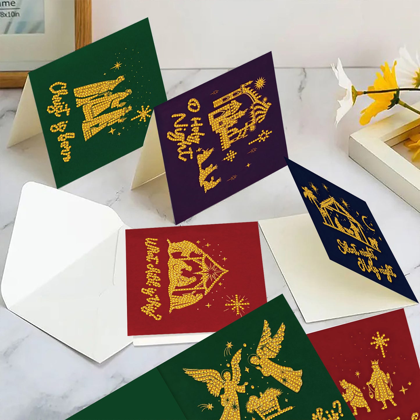 6PCS Faith Theme DIY Diamond Painting Greeting Card Set with Envelope for Gift
