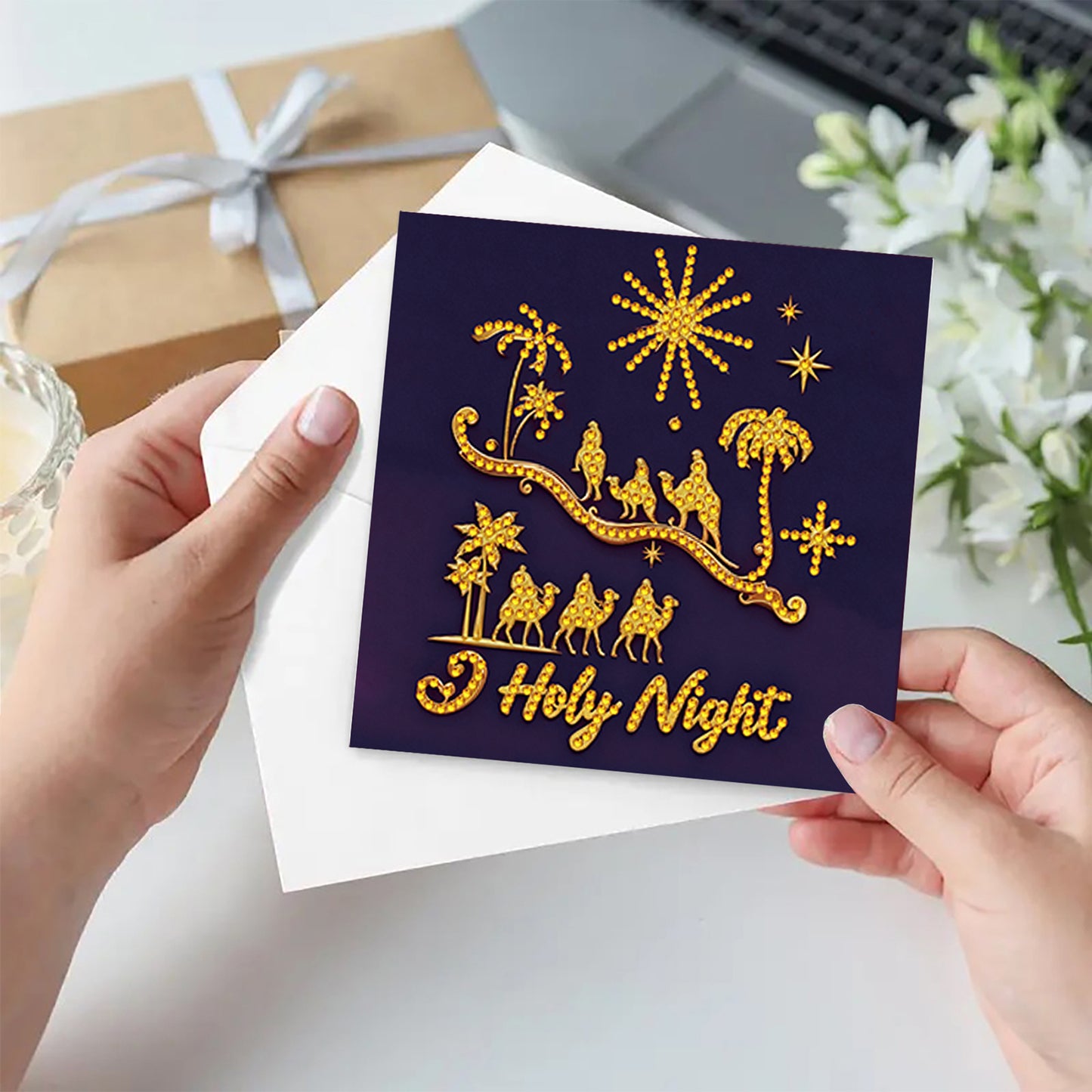 6PCS Worship Theme DIY Diamond Painting Art Greeting Card Set with Envelope