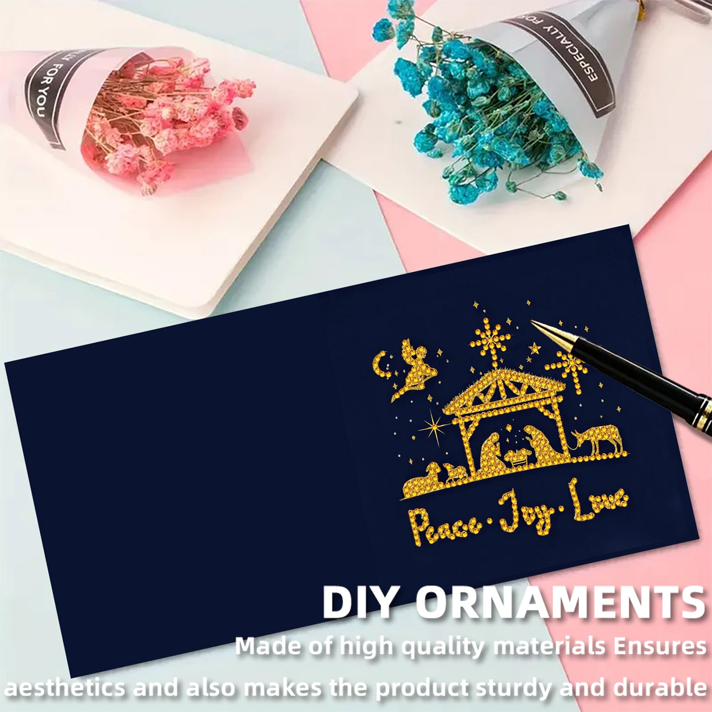 6PCS Worship Theme DIY Diamond Painting Art Greeting Card Set with Envelope