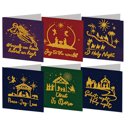 6PCS Worship Theme DIY Diamond Painting Art Greeting Card Set with Envelope