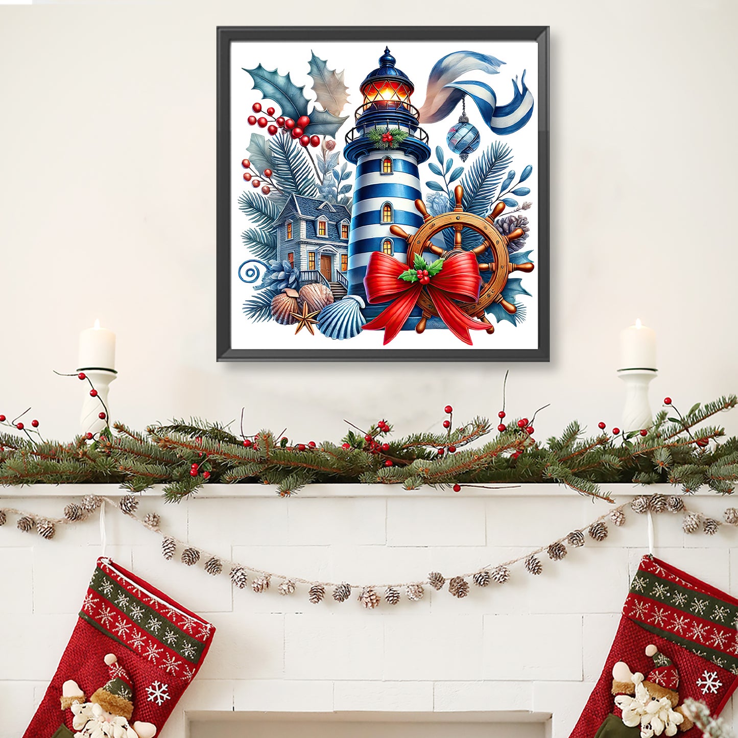Christmas Lighthouse - Full Round Drill Diamond Painting 40*40CM