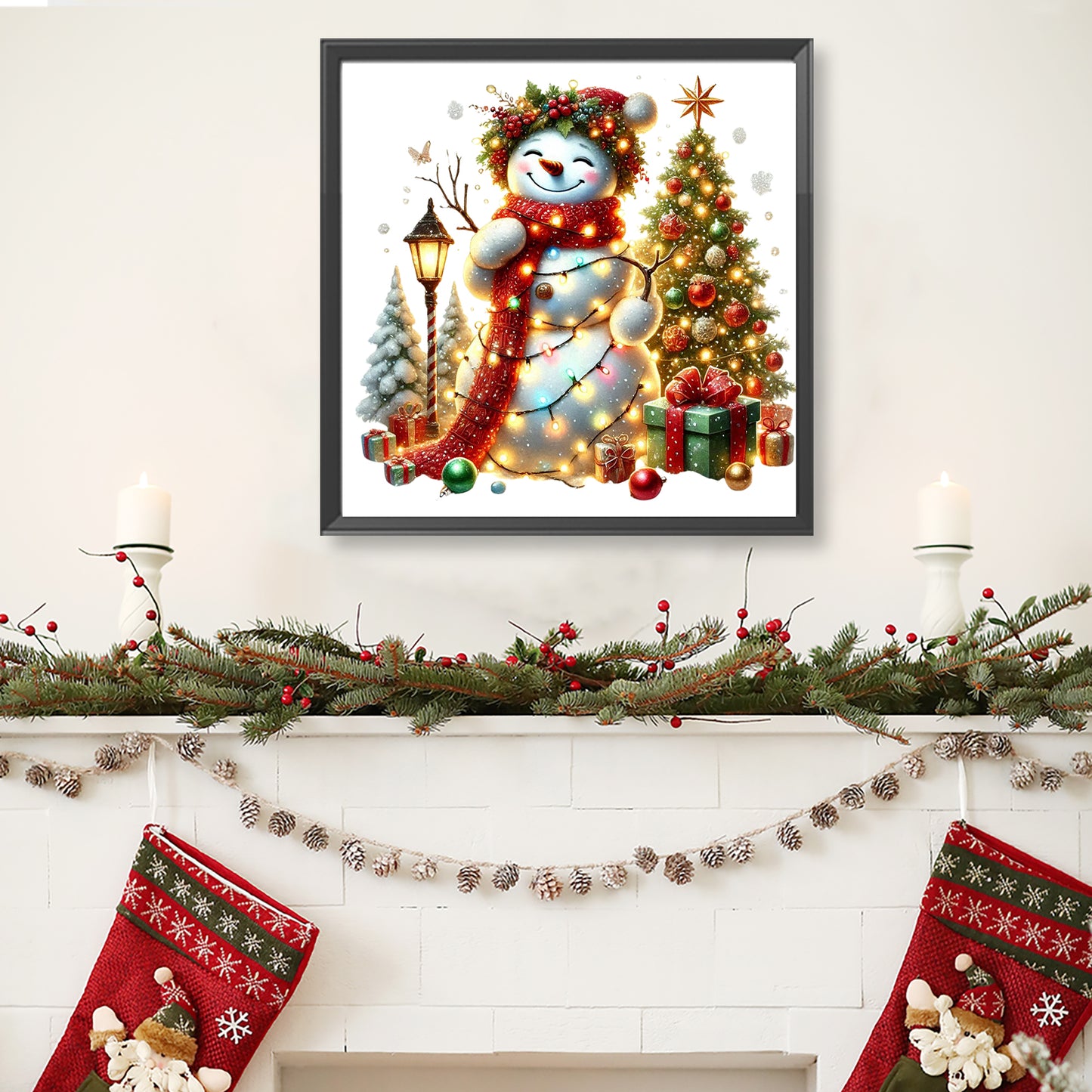 Christmas Snowmen And Christmas Trees - Full Round Drill Diamond Painting 40*40CM