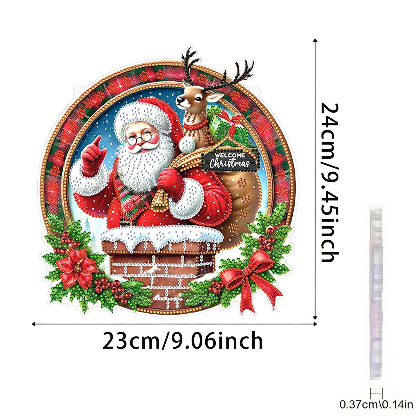 Santa Claus 2D Flat DIY Acrylic Diamond Painting Pendant Kits Home Wall Decor