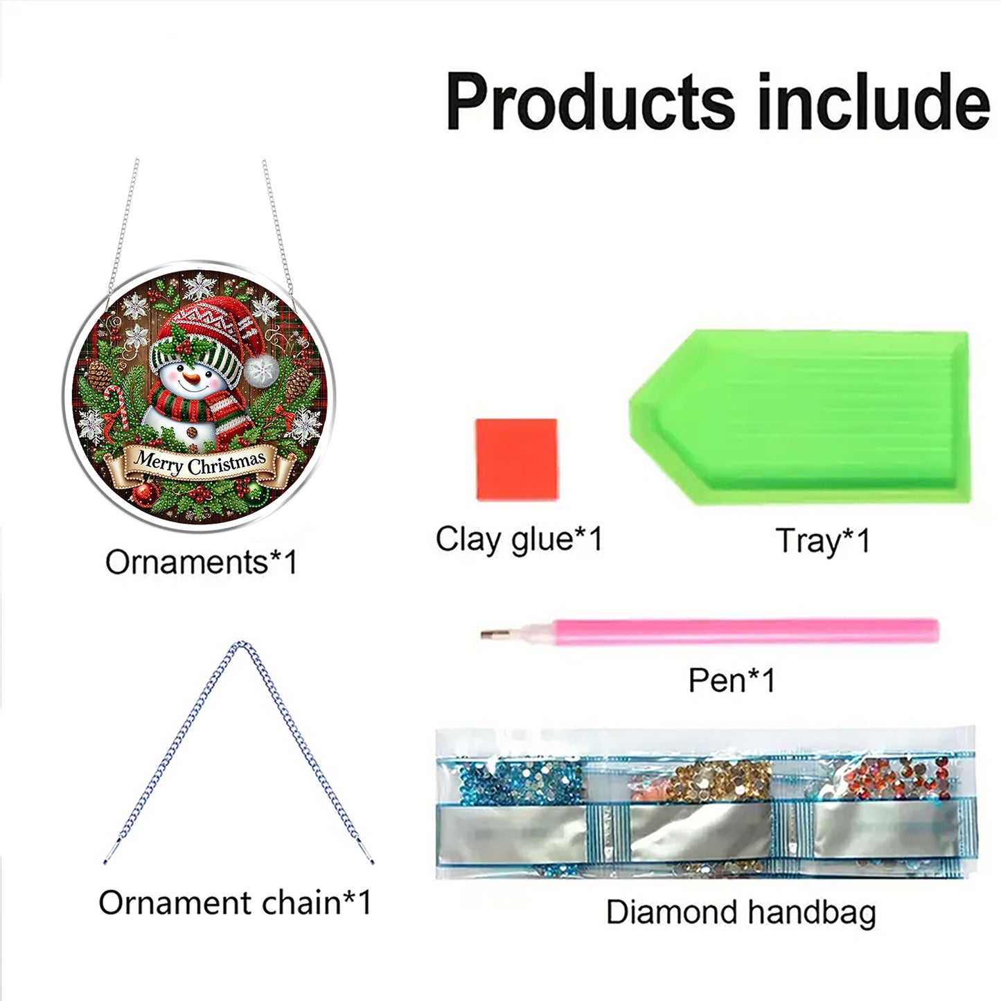 Snowman 2D Flat DIY Acrylic Diamond Painting Pendant Kits for Home Wall Decor