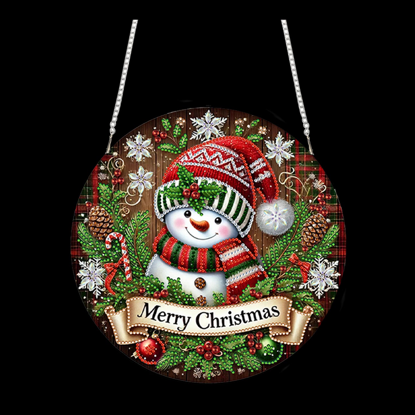 Snowman 2D Flat DIY Acrylic Diamond Painting Pendant Kits for Home Wall Decor