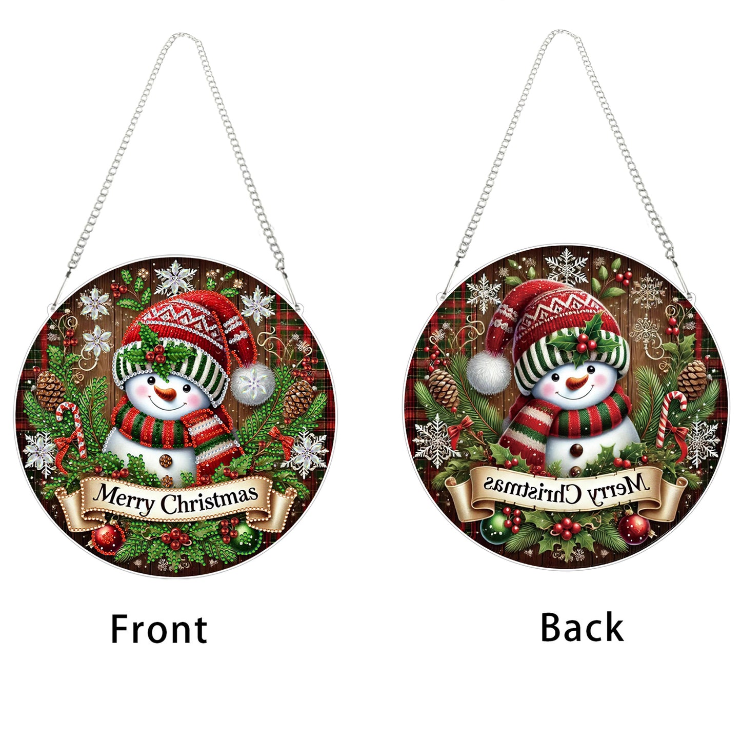 Snowman 2D Flat DIY Acrylic Diamond Painting Pendant Kits for Home Wall Decor