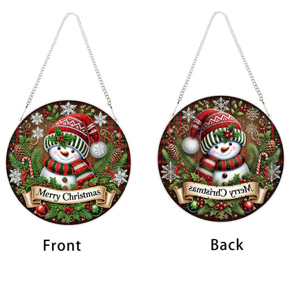 Snowman 2D Flat DIY Acrylic Diamond Painting Pendant Kits for Home Wall Decor