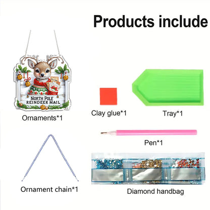 Reindeer 2D Flat DIY Acrylic Diamond Painting Pendant Kits for Home Wall Decor