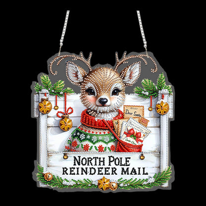 Reindeer 2D Flat DIY Acrylic Diamond Painting Pendant Kits for Home Wall Decor