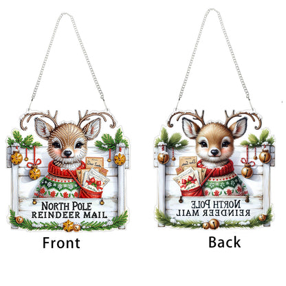 Reindeer 2D Flat DIY Acrylic Diamond Painting Pendant Kits for Home Wall Decor