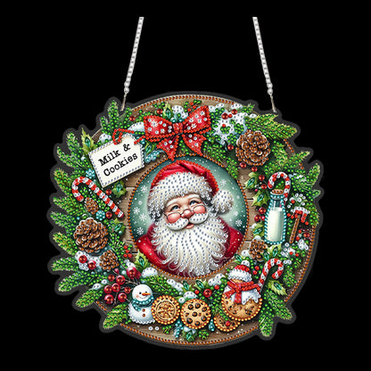 Santa Claus 2D Flat DIY Acrylic Diamond Painting Pendant Kits Home Wall Decor