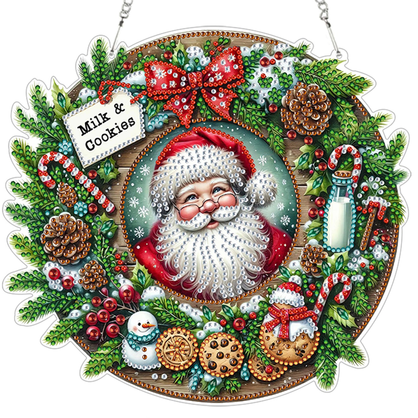 Santa Claus 2D Flat DIY Acrylic Diamond Painting Pendant Kits Home Wall Decor