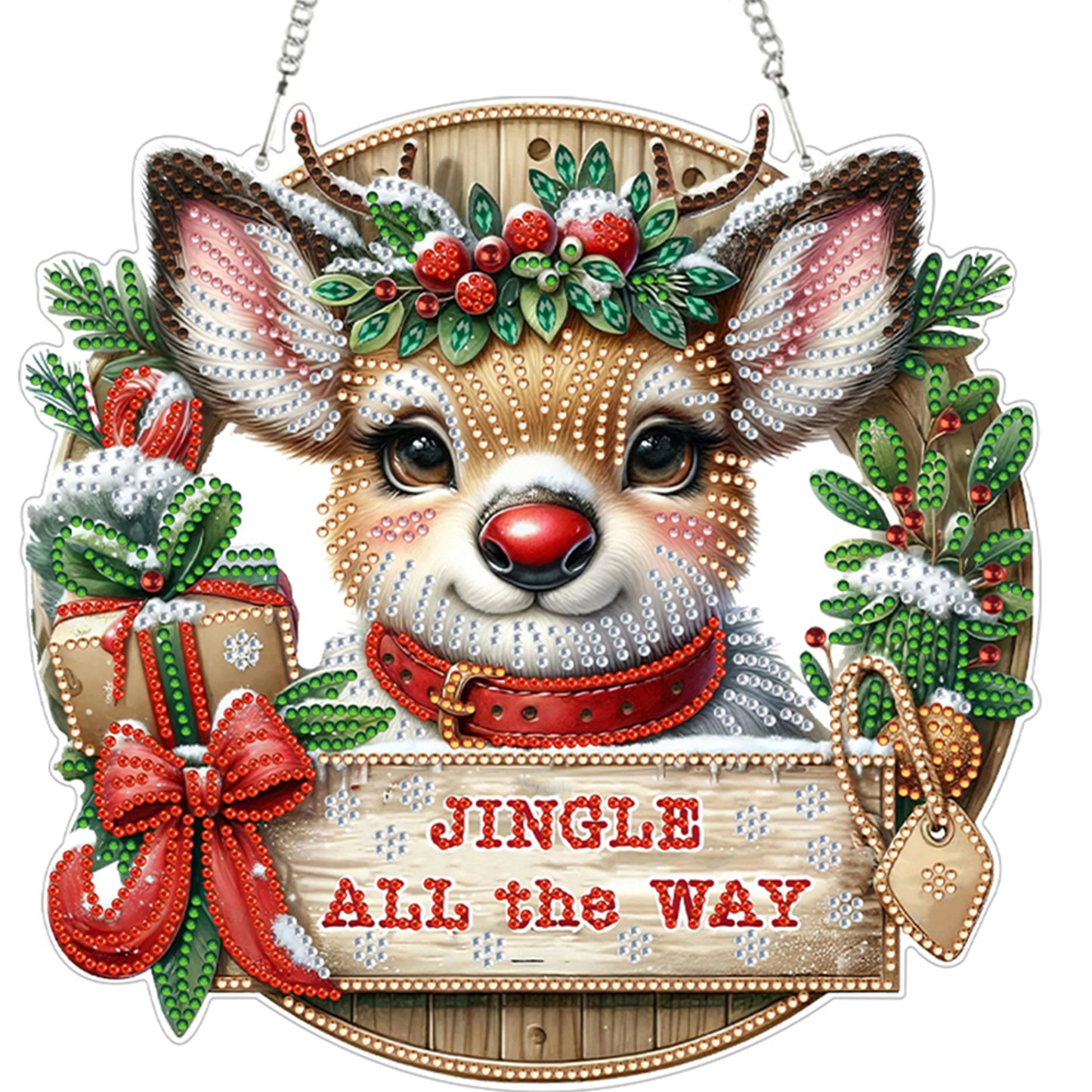 Reindeer 2D Flat DIY Acrylic Diamond Painting Pendant Kits for Home Wall Decor