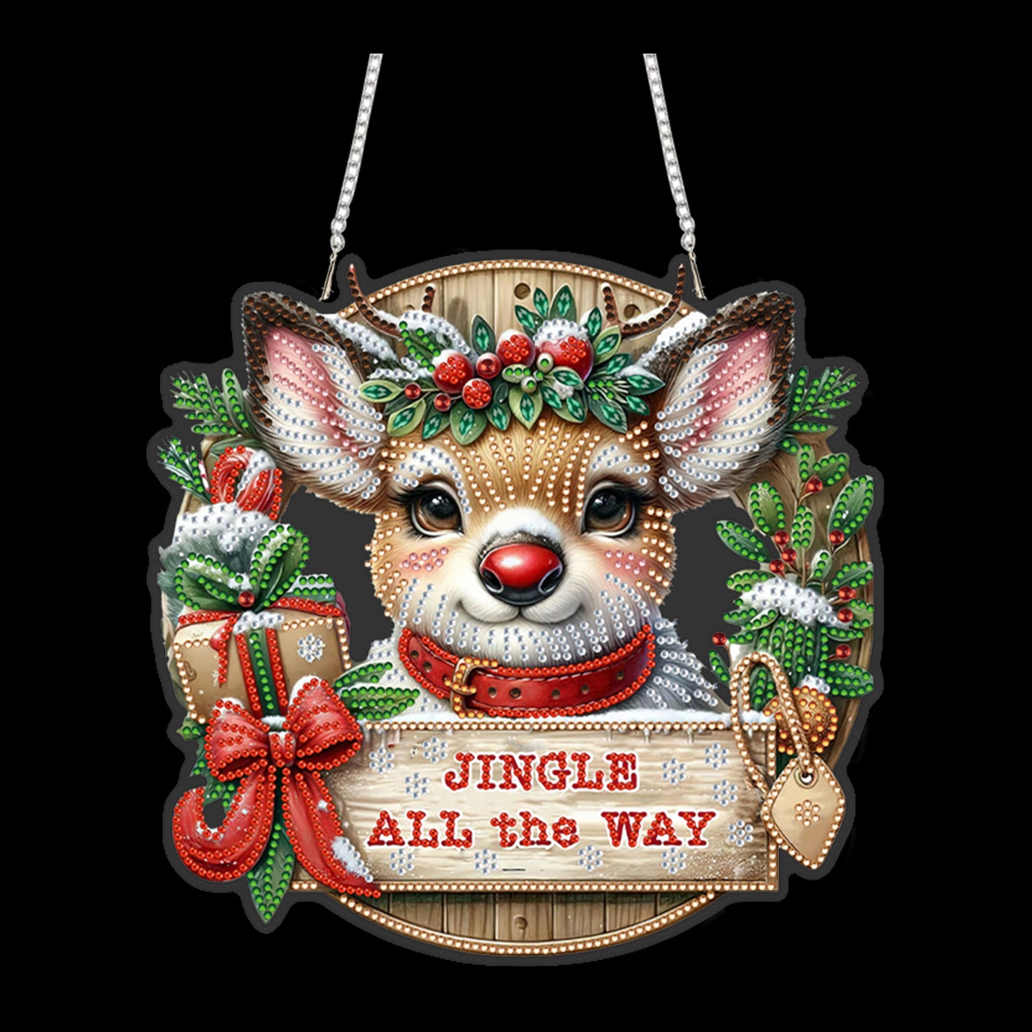 Reindeer 2D Flat DIY Acrylic Diamond Painting Pendant Kits for Home Wall Decor