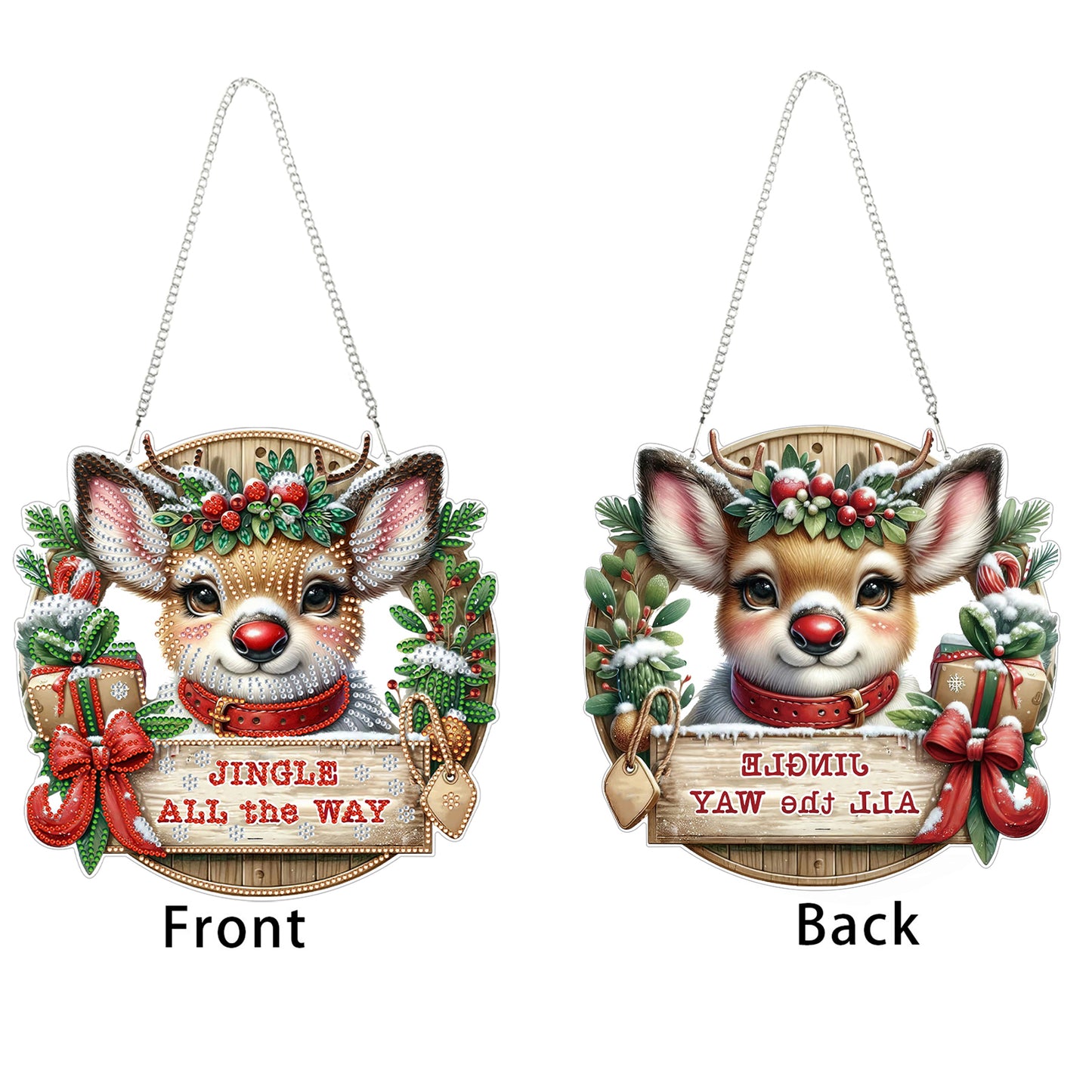 Reindeer 2D Flat DIY Acrylic Diamond Painting Pendant Kits for Home Wall Decor