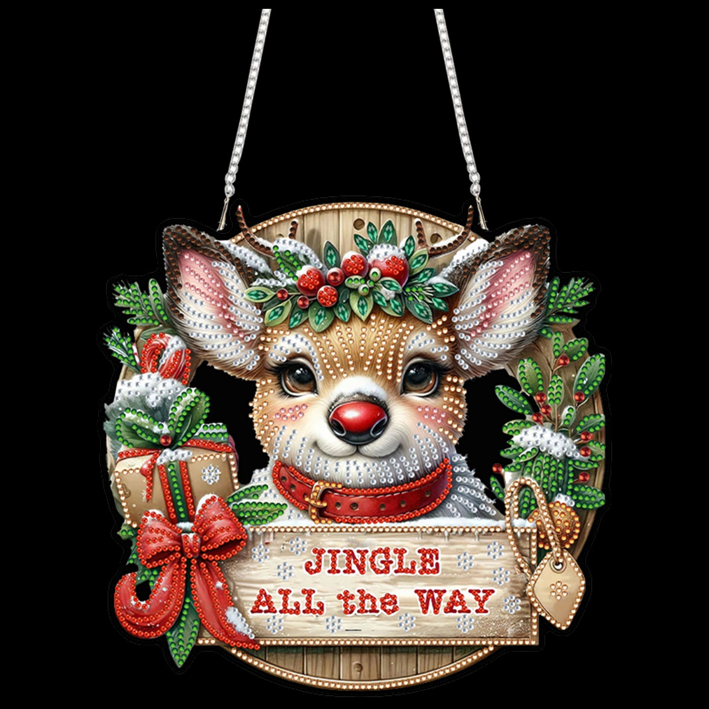 Reindeer 2D Flat DIY Acrylic Diamond Painting Pendant Kits for Home Wall Decor