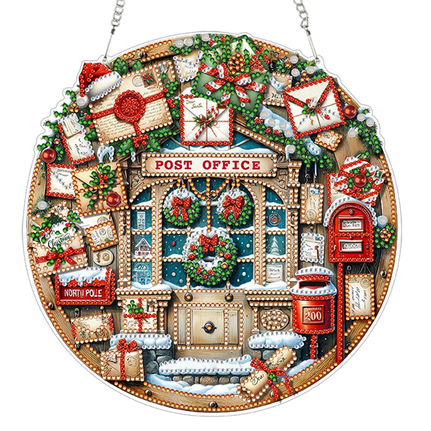 Post Office 2D Flat DIY Acrylic Diamond Painting Pendant Kits Home Wall Decor