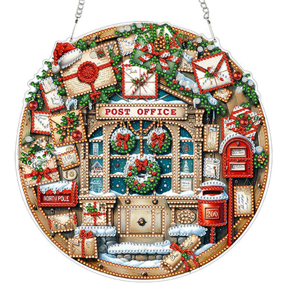 Post Office 2D Flat DIY Acrylic Diamond Painting Pendant Kits Home Wall Decor
