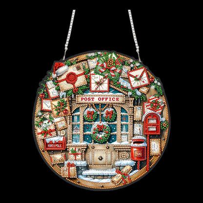 Post Office 2D Flat DIY Acrylic Diamond Painting Pendant Kits Home Wall Decor