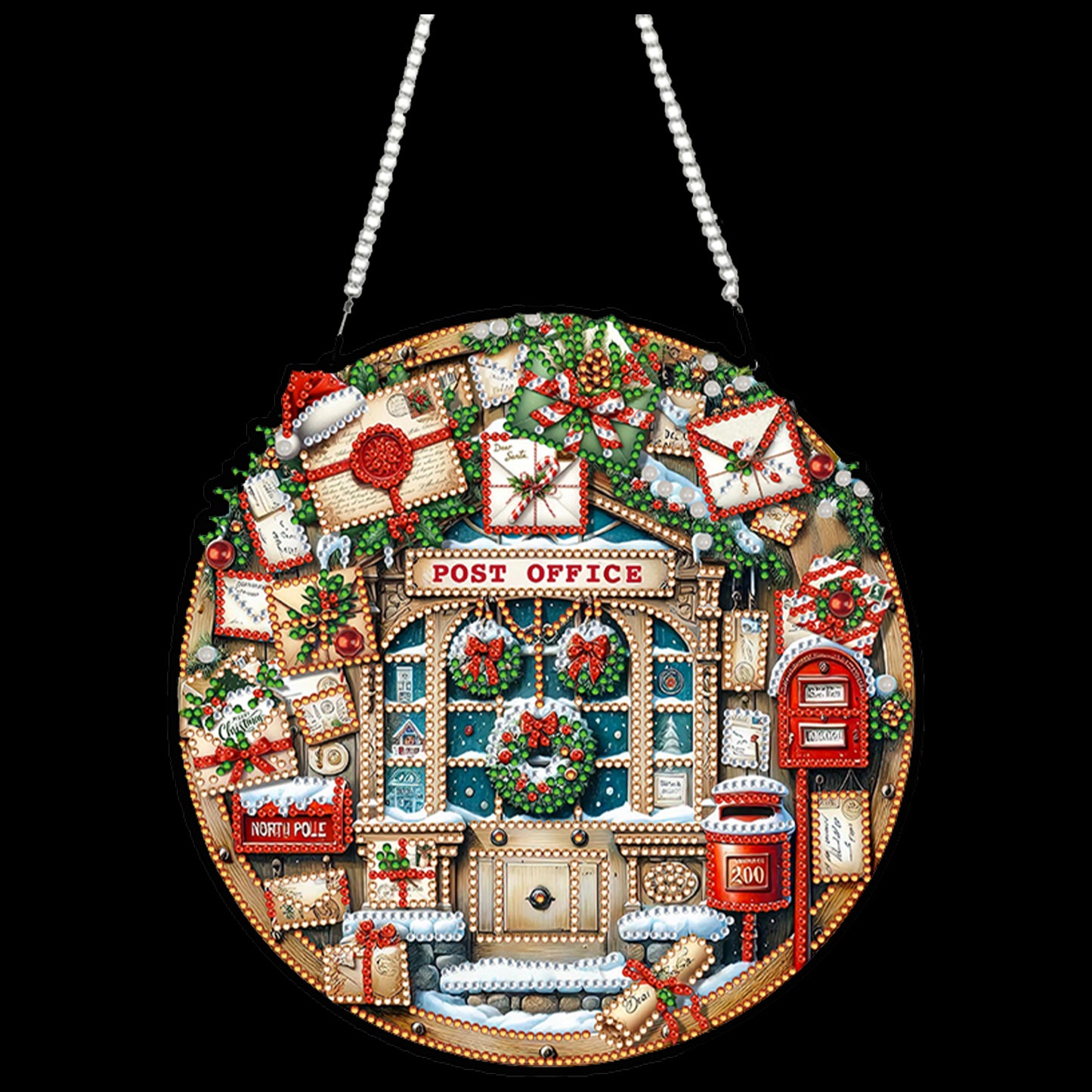 Post Office 2D Flat DIY Acrylic Diamond Painting Pendant Kits Home Wall Decor