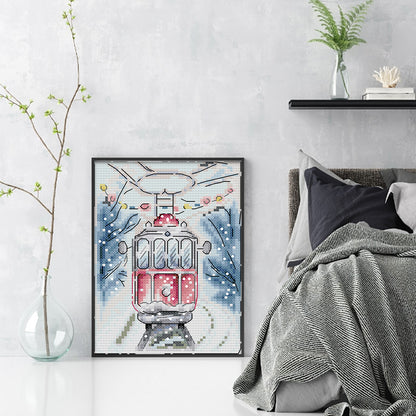 Winter Snow Scene - 14CT Stamped Cross Stitch 15*19CM (Joy Sunday)