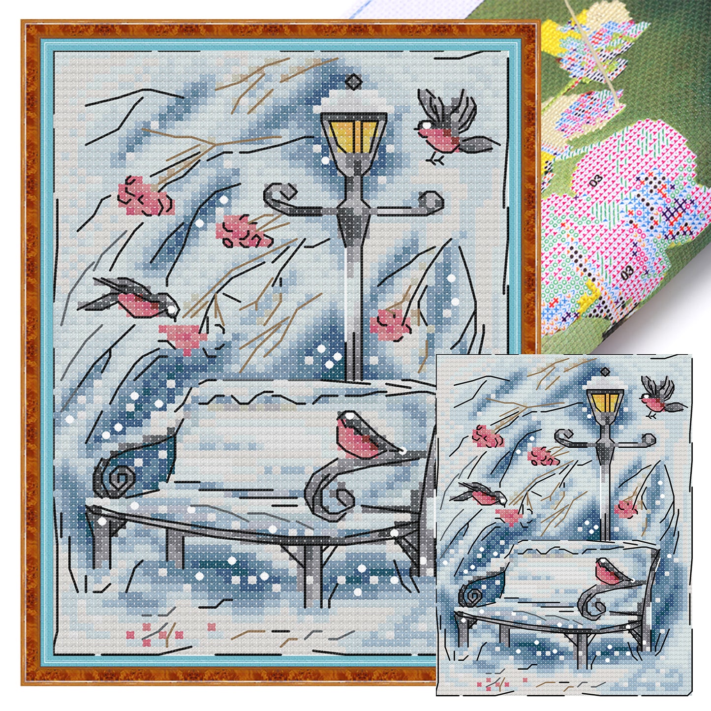 Winter Snow Scene - 14CT Stamped Cross Stitch 15*19CM (Joy Sunday)
