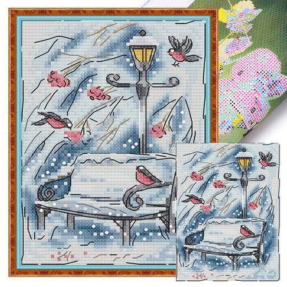 Winter Snow Scene - 14CT Stamped Cross Stitch 15*19CM (Joy Sunday)