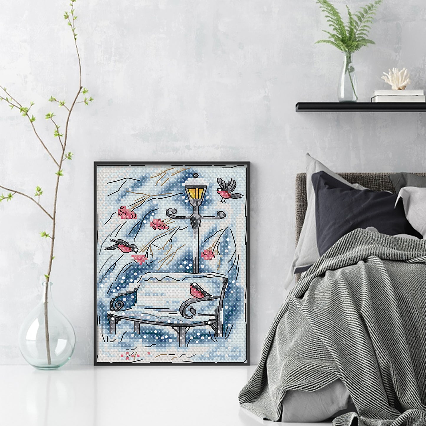 Winter Snow Scene - 14CT Stamped Cross Stitch 15*19CM (Joy Sunday)