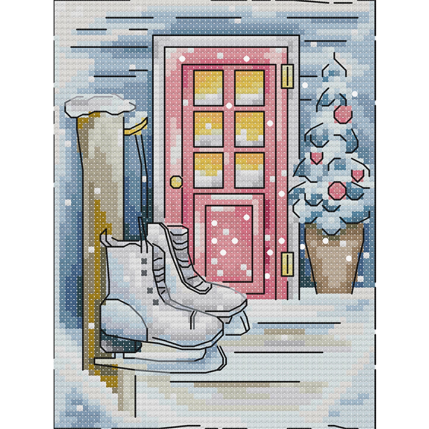 Winter Snow Scene - 14CT Stamped Cross Stitch 15*18CM (Joy Sunday)