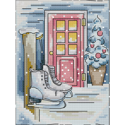 Winter Snow Scene - 14CT Stamped Cross Stitch 15*18CM (Joy Sunday)