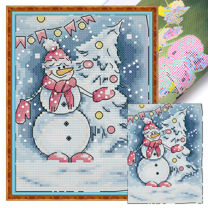 Winter Snow Scene - 14CT Stamped Cross Stitch 15*18CM (Joy Sunday)