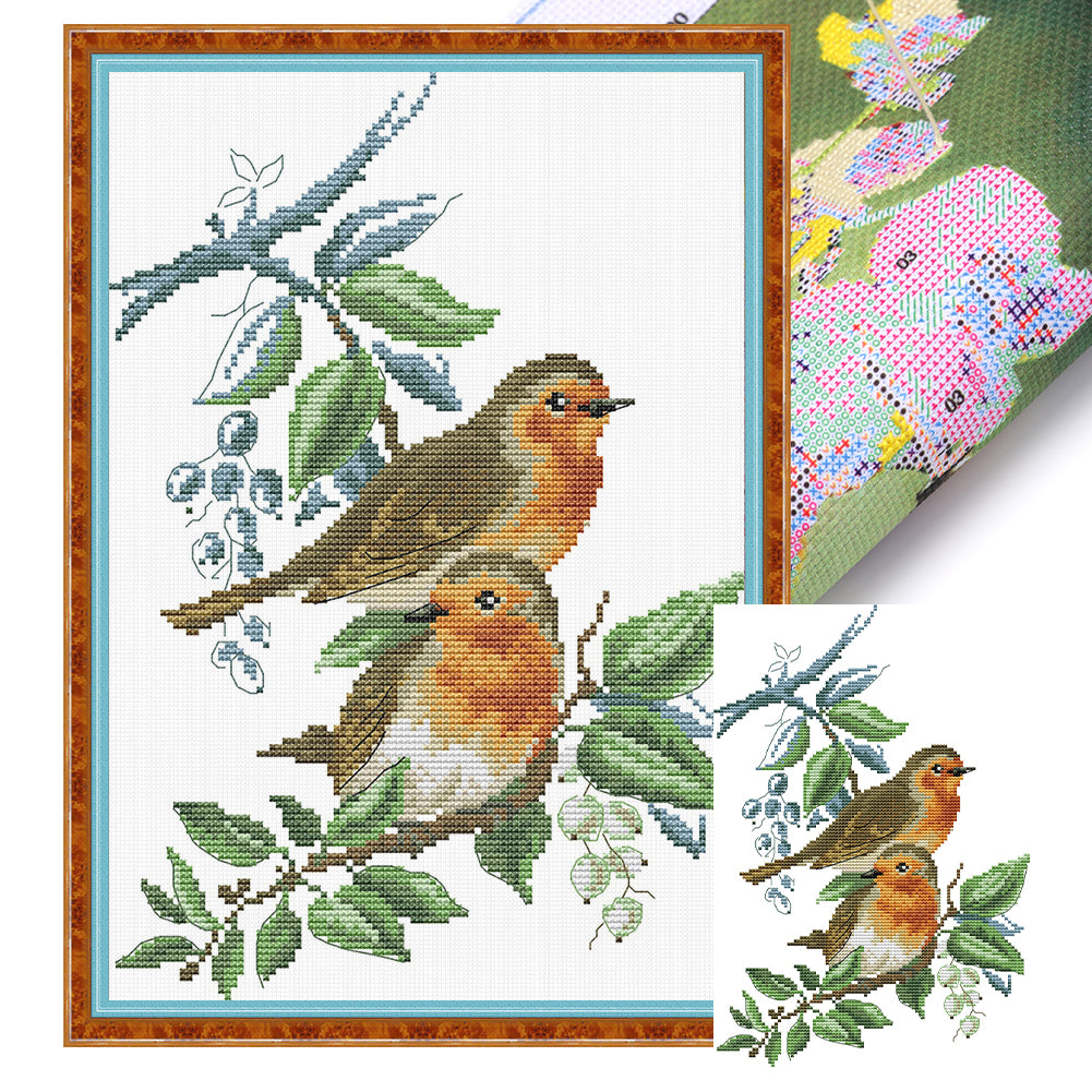 Two Little Birds - 14CT Stamped Cross Stitch 23*34CM (Joy Sunday)