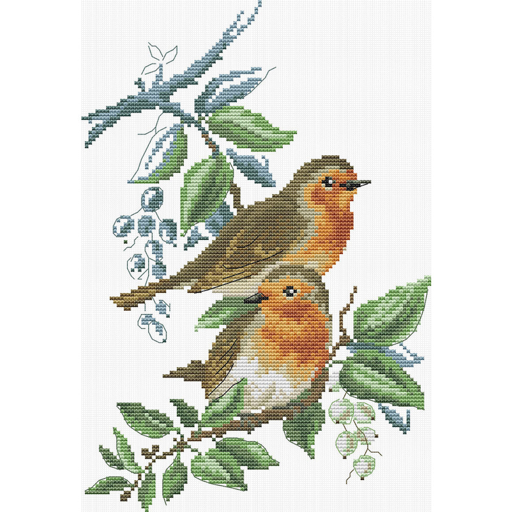 Two Little Birds - 14CT Stamped Cross Stitch 23*34CM (Joy Sunday)
