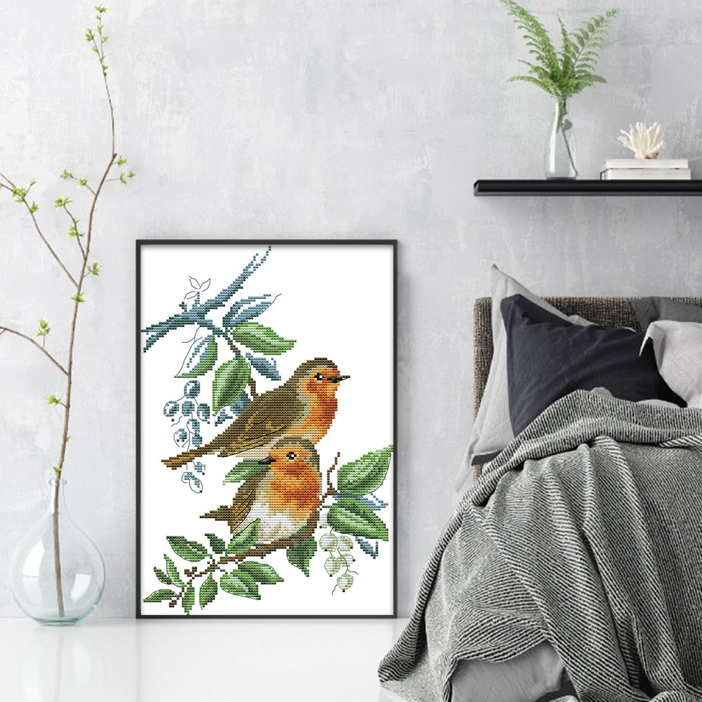 Two Little Birds - 14CT Stamped Cross Stitch 23*34CM (Joy Sunday)
