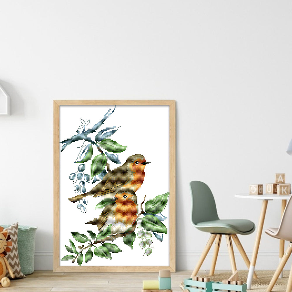 Two Little Birds - 14CT Stamped Cross Stitch 23*34CM (Joy Sunday)