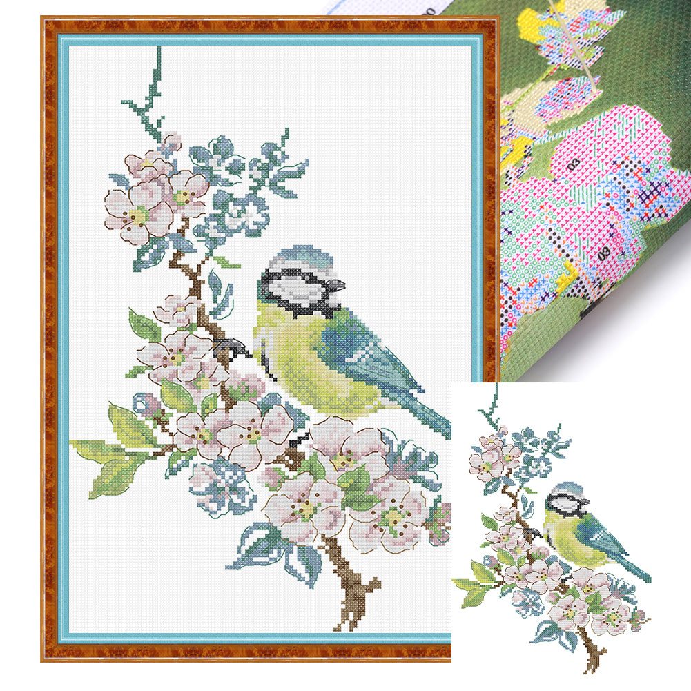Bird On A Branch - 14CT Stamped Cross Stitch 25*34CM (Joy Sunday)