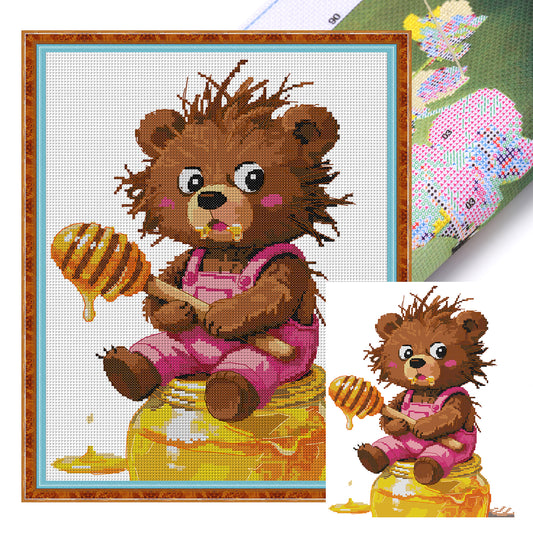 The Little Bear Who Loves Honey - 14CT Stamped Cross Stitch 31*38CM (Joy Sunday)