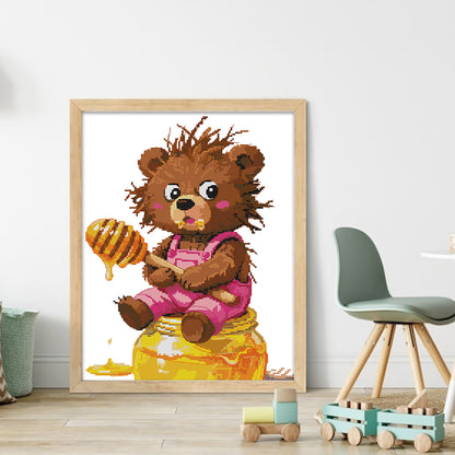 The Little Bear Who Loves Honey - 14CT Stamped Cross Stitch 31*38CM (Joy Sunday)