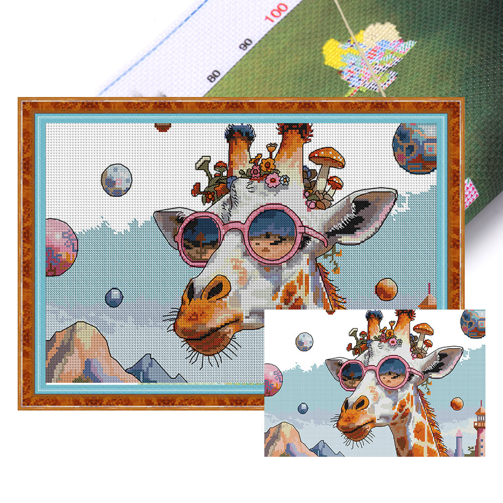 The Fashionable Giraffe - 14CT Stamped Cross Stitch 42*28CM (Joy Sunday)